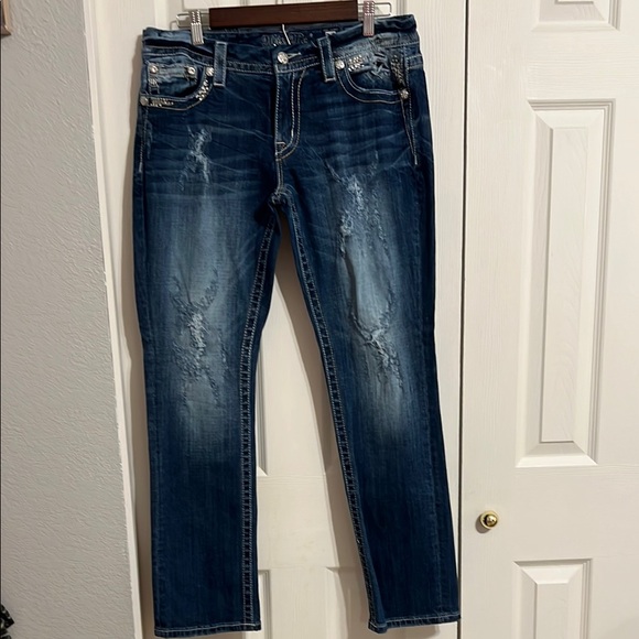Miss Me Denim - 😱😱🤩🤩MISS ME 🤩🤩🤩Blue Straight Leg Jeans with Distressed Details
